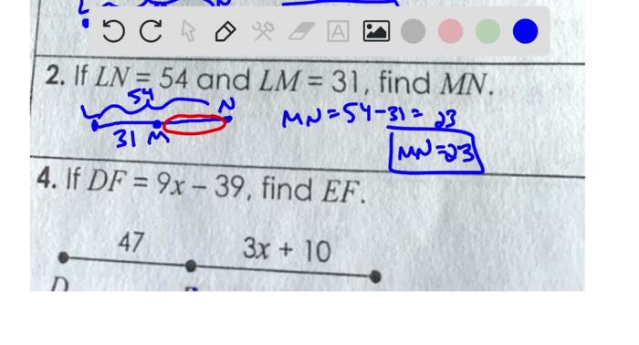 Unit 1 homework 2 segment addition postulate