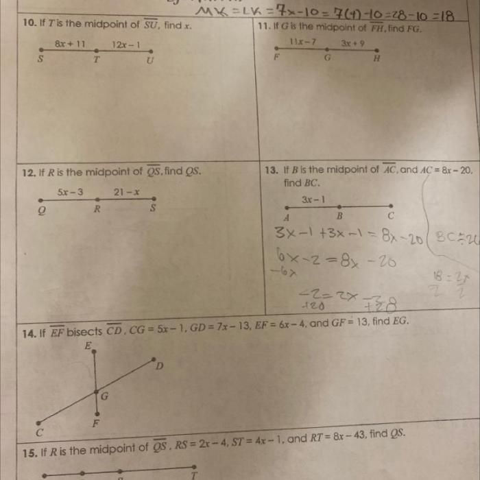 Unit 1 homework 2 segment addition postulate