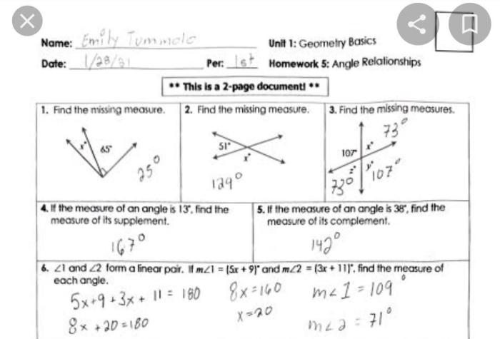 Unit 1 homework 2 segment addition postulate