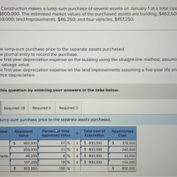 Sum lump construction timberly negotiates purchase land assets several improvements year depreciation assuming life expense five company declining balance double